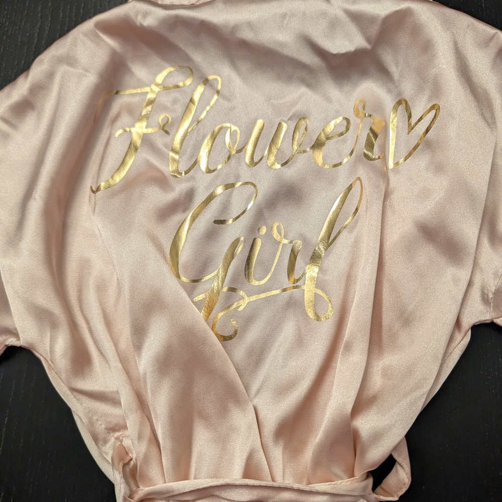 3 For $18 Flower Girl Kids Pajama Robe - Pink and Gold